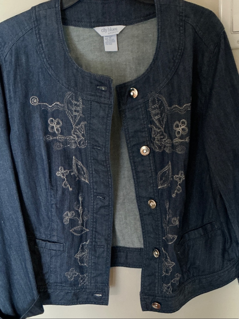 Koret Dark Blue Denim Jacket with Light Embroidery